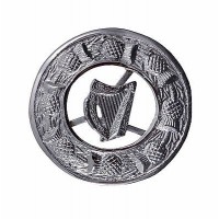 Brooch with Irish Harp Crest HASING THISTLE DESIGN
