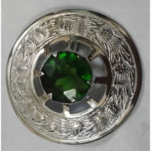 Piper Plaid Brooch Thistle with Green Stone Piper Plaid Brooch Thistle with Green Stone